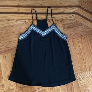 Black tank with embroidery - never worn!